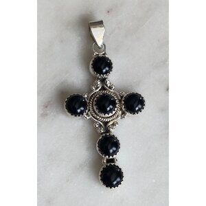 NEW Black Onyx and Sterling Silver Cross